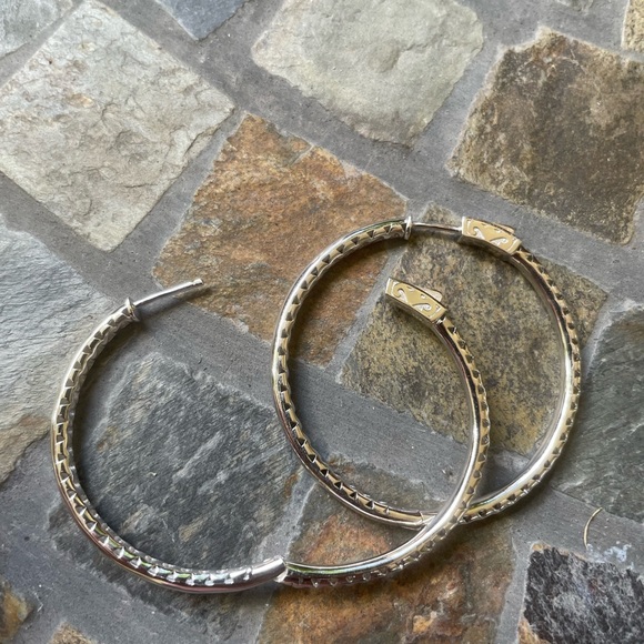 Sterling Silver Polished 45mm Hoop ER - Picture 4 of 10